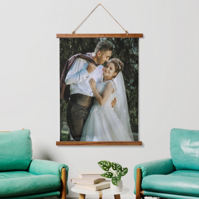 Tapiz Con Marco De Madera Tapiz De Colgar Imagen De Boda Personalizada Para  (Sala de estar)