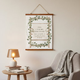 Tapiz Con Marco De Madera Tapiz de flores envueltas en hiedra