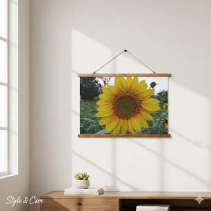 Tapiz Con Marco De Madera Tapiz de Foto de Girasol Brillante para Decoración
