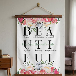 Tapiz Con Marco De Madera Tapiz de la familia floral personalizada Bella Vid