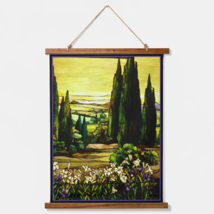 Tapiz Con Marco De Madera Tapiz de la ventana de vidrio manchado Tiffany