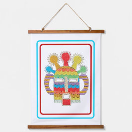 Tapiz Con Marco De Madera Tapiz de máscara de huma de Diablo - fondo blanco