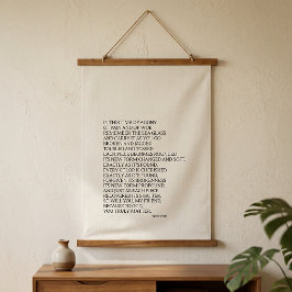 Tapiz Con Marco De Madera Tapiz de poema inspirador Dios está contigo Crema