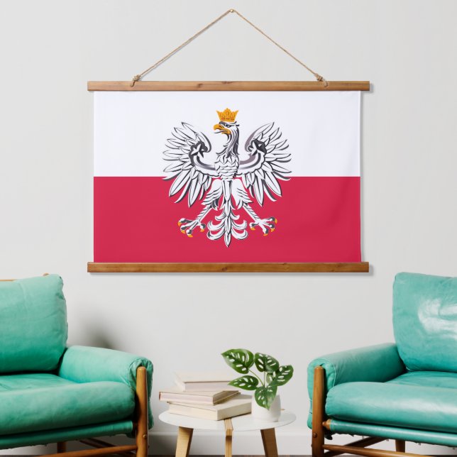 Tapiz Con Marco De Madera Tapiz de Polonia patriótica, águila, bandera polac (Sala de estar)