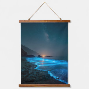 Tapiz Con Marco De Madera Tapiz de puesta de sol en la costa azul brillante