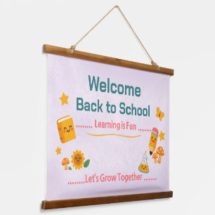 Tapiz Con Marco De Madera Tapiz de Regreso a Clases Decoración de Bienvenida