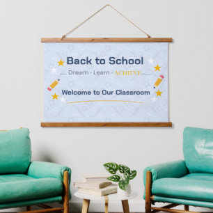 Tapiz Con Marco De Madera Tapiz de Regreso a Clases Decoración de Pared pa
