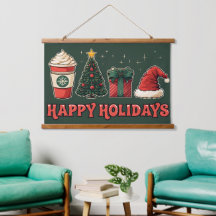Tapiz de vacaciones felices - Arte mural de Navida