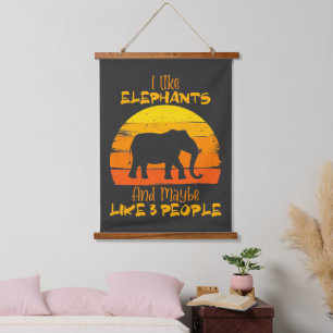 Tapiz Con Marco De Madera Tapiz elefante, regalo elefante lindo, cosecha de 