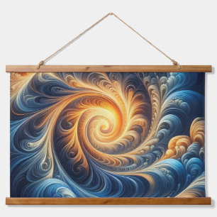 Tapiz Con Marco De Madera Tapiz en espiral vibrante Arte mural de flujo có