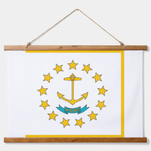Tapiz Con Marco De Madera Tapiz mural con bandera de Rhode Island, EE.UU.