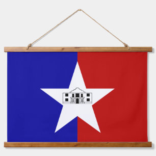 Tapiz Con Marco De Madera Tapiz mural con bandera de San Antonio, EE.UU.
