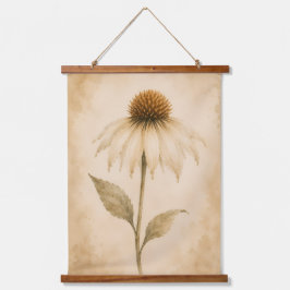 Tapiz Con Marco De Madera Tapiz mural de coneflower con acuarela vintage