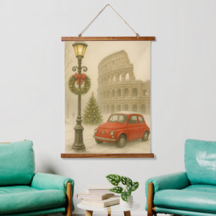 Tapiz Con Marco De Madera Tapiz mural de Navidad en Roma - Arte festivo