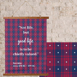 Tapiz Con Marco De Madera Tartán - Patriótico - Madera de Estrellas Blancas