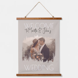 Tapiz Con Marco De Madera Taupe moderno Añadir el signo de bienvenida de tu 
