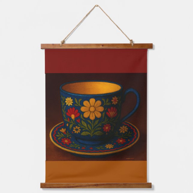 Tapiz Con Marco De Madera taza de té polaca (Anverso)