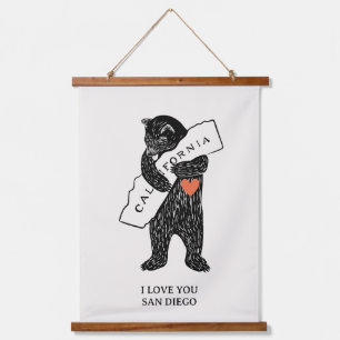 Tapiz Con Marco De Madera Te amo California Oso Abraza Mapa Ciudad Personali