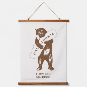 Tapiz Con Marco De Madera Te amo California Oso Mapa Ciudad Personalizada