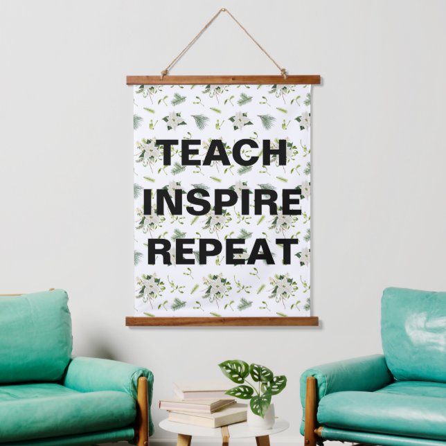 Tapiz Con Marco De Madera Teach Inspire Repeat Classroom Wall (Sala de estar)