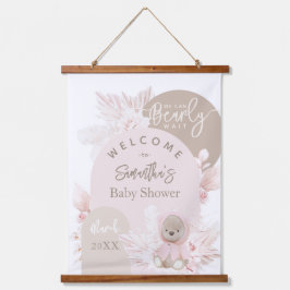 Tapiz Con Marco De Madera Teddy Bear Chica Boho moderno Baby Shower