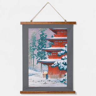 Tapiz Con Marco De Madera Templo Saishoin en la nieve, Hasui Kawase, Grabado