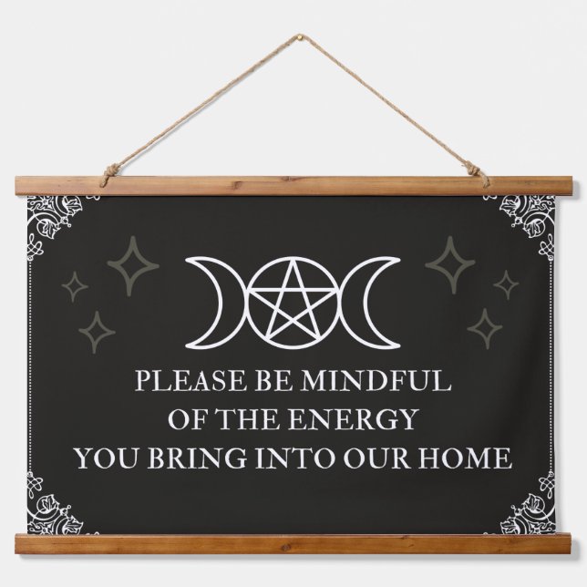 Tapiz Con Marco De Madera Tenga cuidado (Anverso )