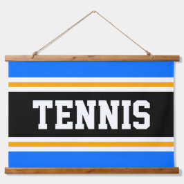 Tapiz Con Marco De Madera TENNIS Fun Bright Blue Black Yellow Sports Stripes