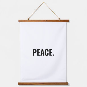 Tapiz Con Marco De Madera Texto blanco y negro de paz contra la guerra minim