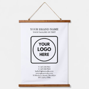 Tapiz Con Marco De Madera Texto del logotipo de la empresa de negocios en la