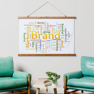 Tapiz Con Marco De Madera Texto relacionado con la marca y el marketing
