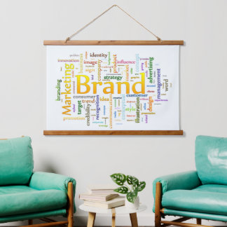 Tapiz Con Marco De Madera Texto relacionado con la marca y el marketing