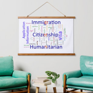 Tapiz Con Marco De Madera Texto sobre inmigración y ciudadanía