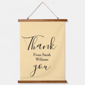 Tapiz Con Marco De Madera Thank you from add name yellow Pastel boho wedding