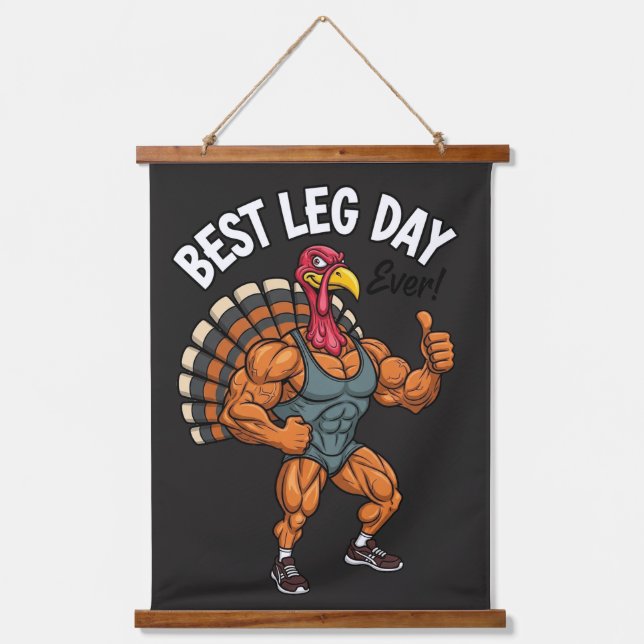 Tapiz Con Marco De Madera Thanksgiving Leg Day Wood Topped Wall Tapestry (Anverso)