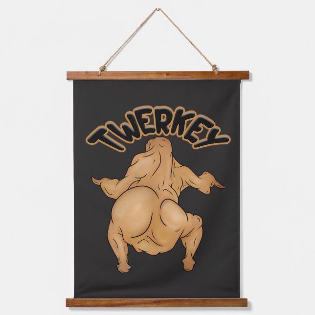 Tapiz Con Marco De Madera Thanksgiving Twerkey Wood Topped Wall Tapestry (Anverso)