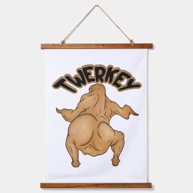 Tapiz Con Marco De Madera Thanksgiving Twerkey Wood Topped Wall Tapestry (Anverso)