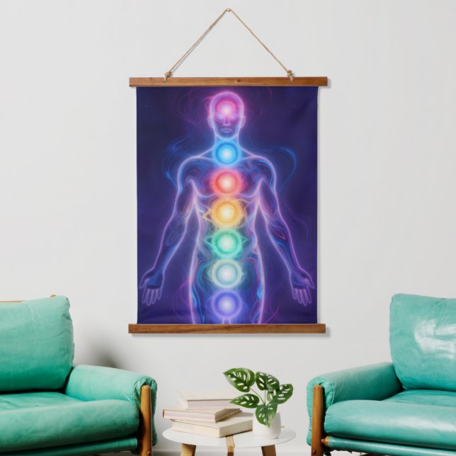 Tapiz Con Marco De Madera  The 7 Chakras (Sala de estar)