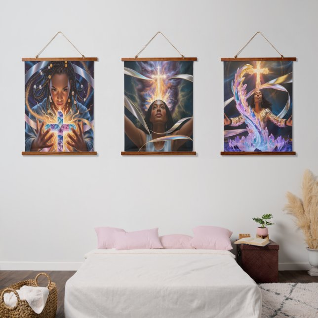 Tapiz Con Marco De Madera The Fire of Fresh Vision Wood Tapestry (Dormitorio)