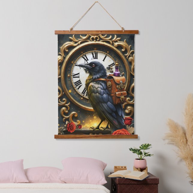 Tapiz Con Marco De Madera The Raven’s Clockwork Delivery  (Dormitorio)