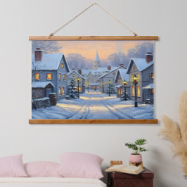 Tapiz Con Marco De Madera The Town In Winter