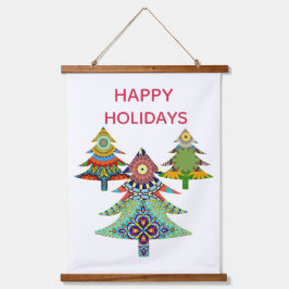 TAPIZ CON MARCO DE MADERA THREE HOLIDAY TREES
