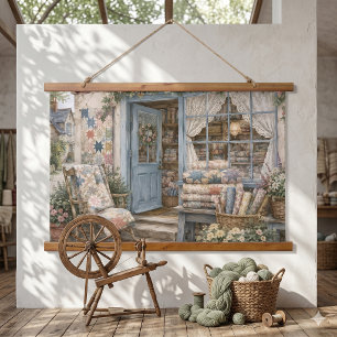 Tapiz Con Marco De Madera Tienda de colchas cottagecore francesa acuarela