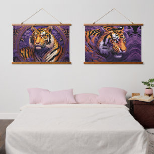 Tapiz Con Marco De Madera Tigre en morado