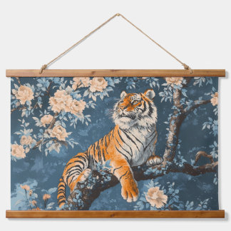 Tapiz Con Marco De Madera Tigre estilo Chinoiserie