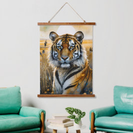 Tapiz Con Marco De Madera Tigre majestuoso