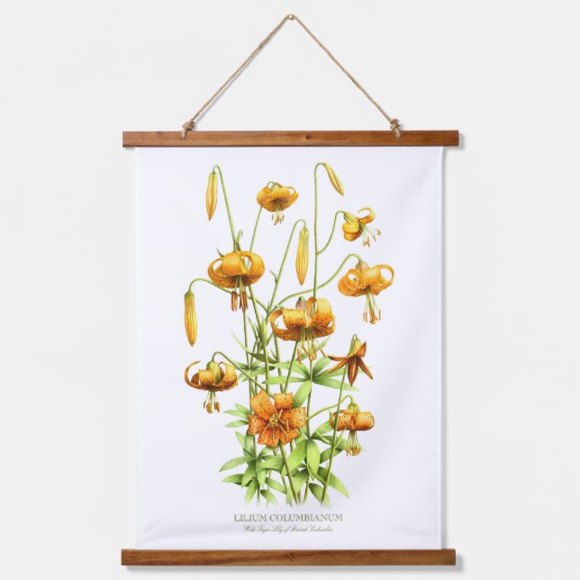 Tapiz Con Marco De Madera Tigre salvaje Lilies Arte Botánico Floral (Anverso)