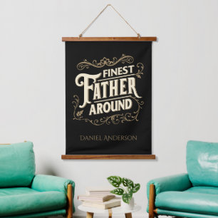 Tapiz Con Marco De Madera Tipografía elegante y retro del Día del Padre