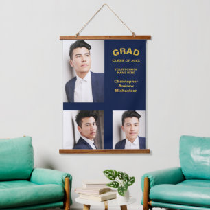 Tapiz Con Marco De Madera Tipografía minimalista 3 Graduación fotográfica