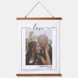 Tapiz Con Marco De Madera Tipografía personalizada de amor por la foto